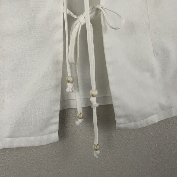 Peppermayo Womens 4 Ivory Linen Blend Tina Vest Top Tie Front - Picture 3 of 6